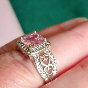 Sz 10 sterling silver (s925) 4 ctw pink ring
